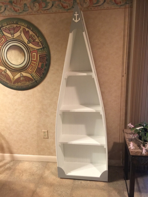 Handcrafted Nautical Boat-Shaped Bookshelf