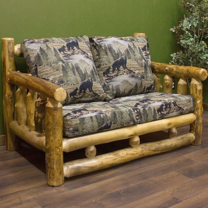 Handcrafted Rustic Log Sofa with Nature-Inspired Cushions