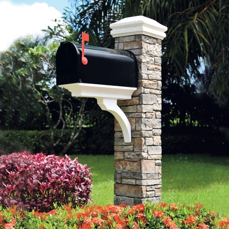 Handcrafted Stone Mailbox with Classic Black Design