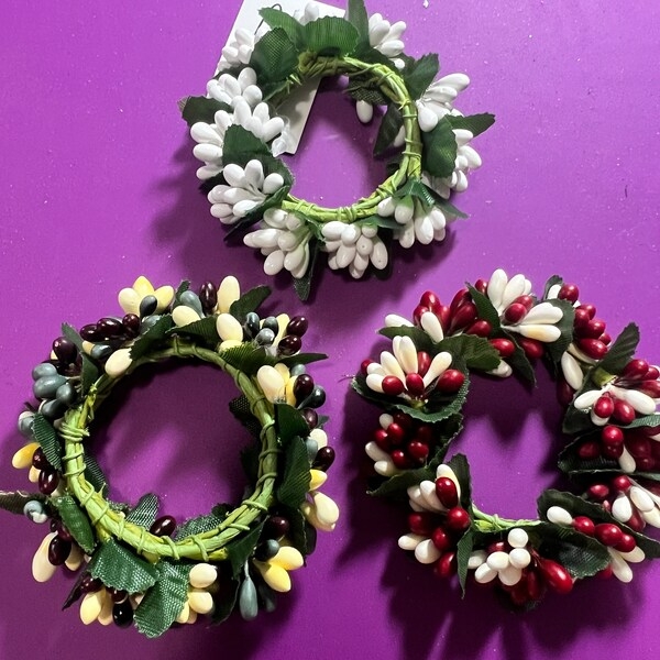 Handcrafted Taper Candle Rings with Floral Accents