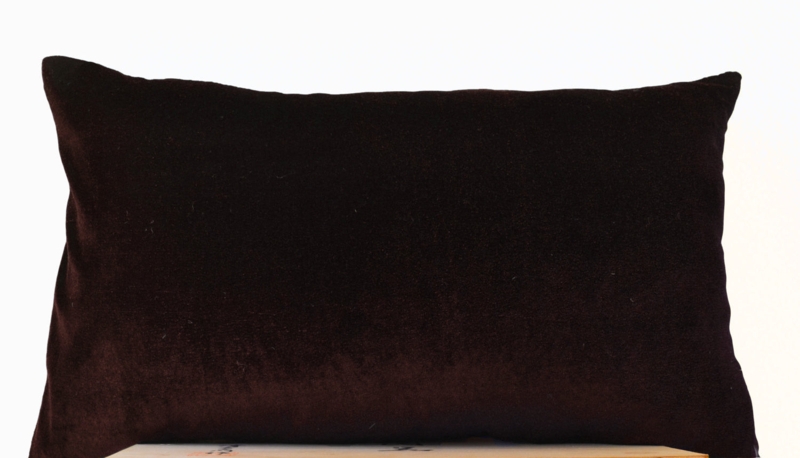 Handmade Chocolate Brown Velvet Lumbar Pillow