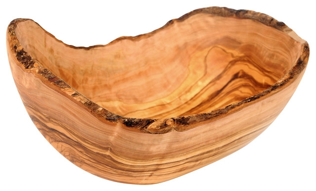 Handmade Olive Wood Rustic Oval Fruit Bowl