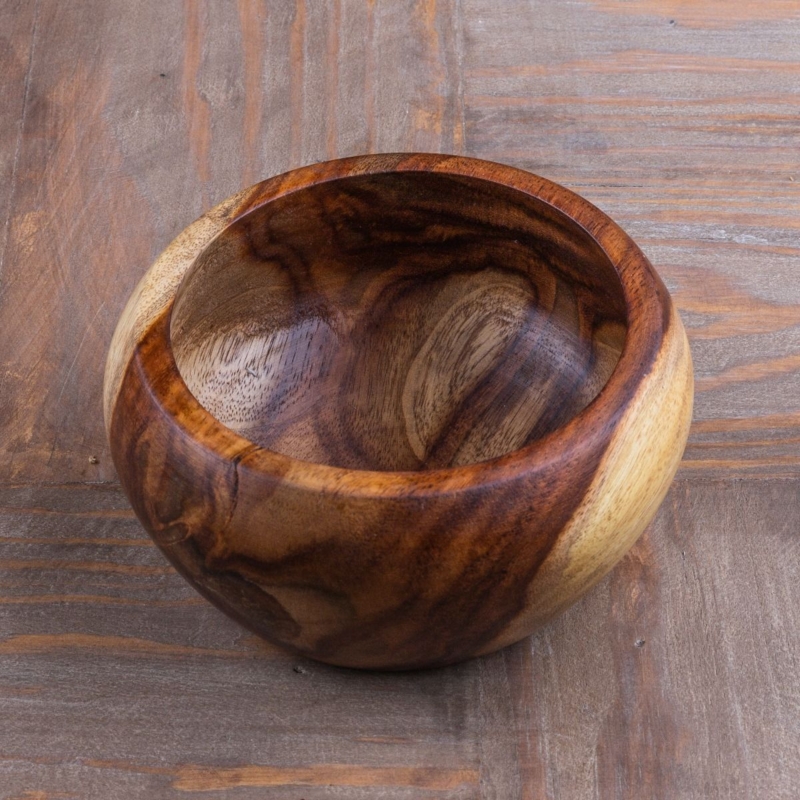 Handmade Rustic Wooden Bowl with Natural Finish