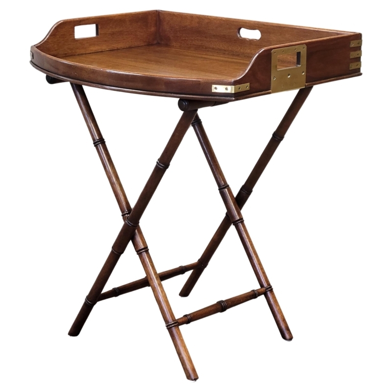 Henredon Mahogany Campaign Style Faux Bamboo Butler's Tray