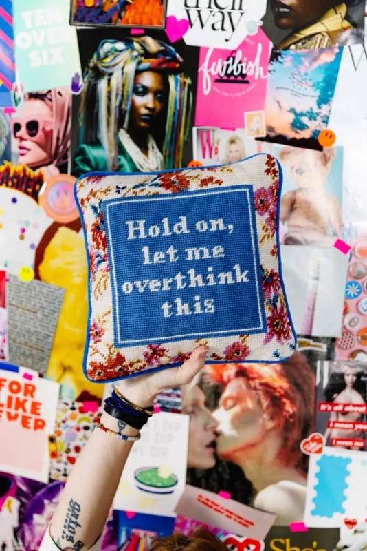 Hold On, Let Me Overthink This | Needlepoint Throw Pillow | Cambridge ...