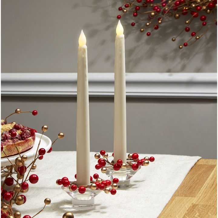 Holiday Berry Taper Candle Rings for Christmas Decor