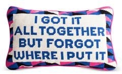 Humorous Vintage Needlepoint Throw Pillow Design