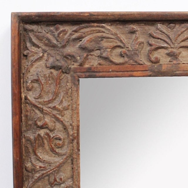 Indian Carved Wooden Molding Mirror | Chairish