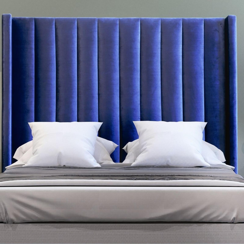 Istyle Modern Classic Jacob Queen Velvet Bed Head Blue - Bunnings Australia