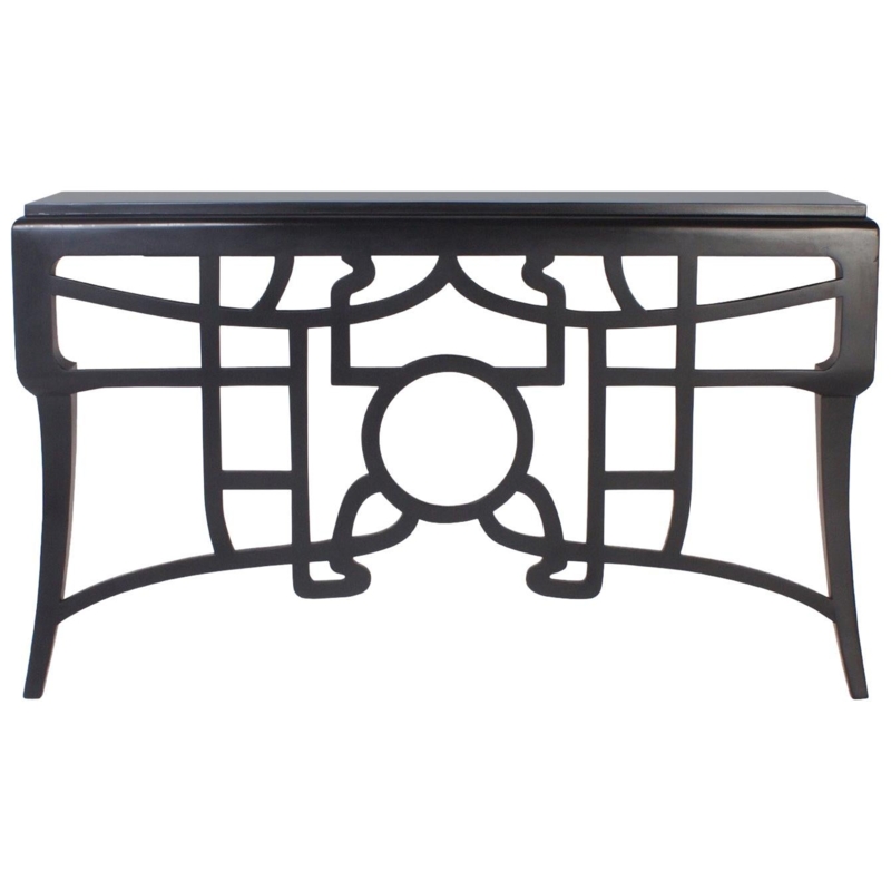 Italian Black Lacquer Wall Mounted Console Table at 1stDibs