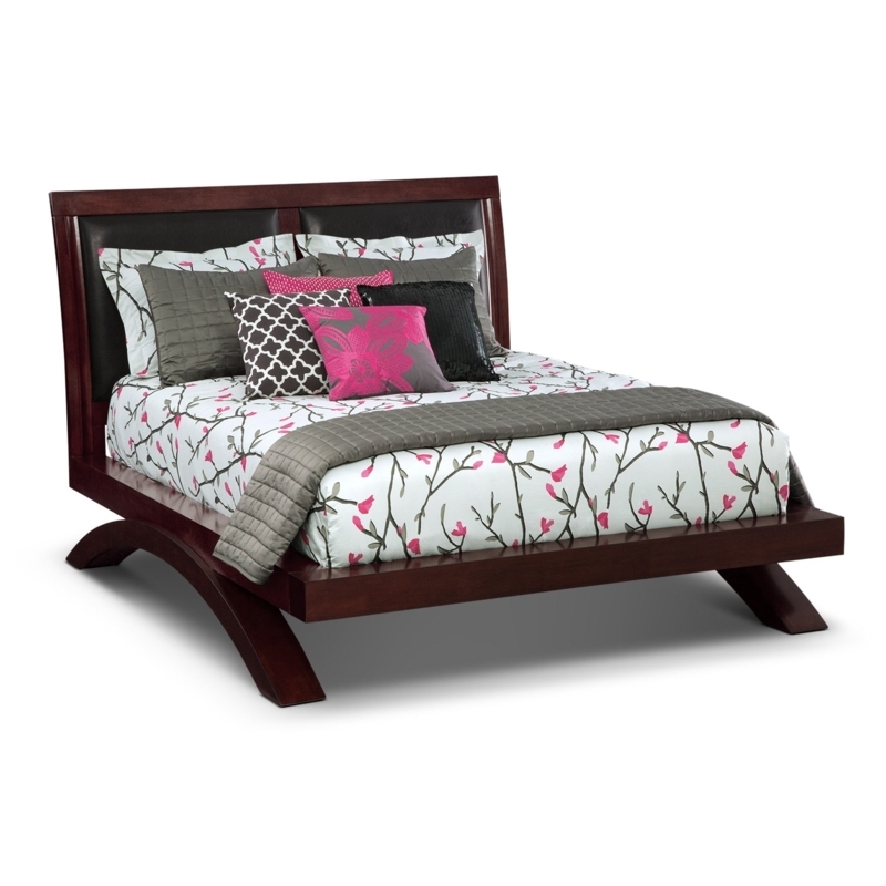 Jaden Queen Upholstered Arch Bed in Merlot Wood