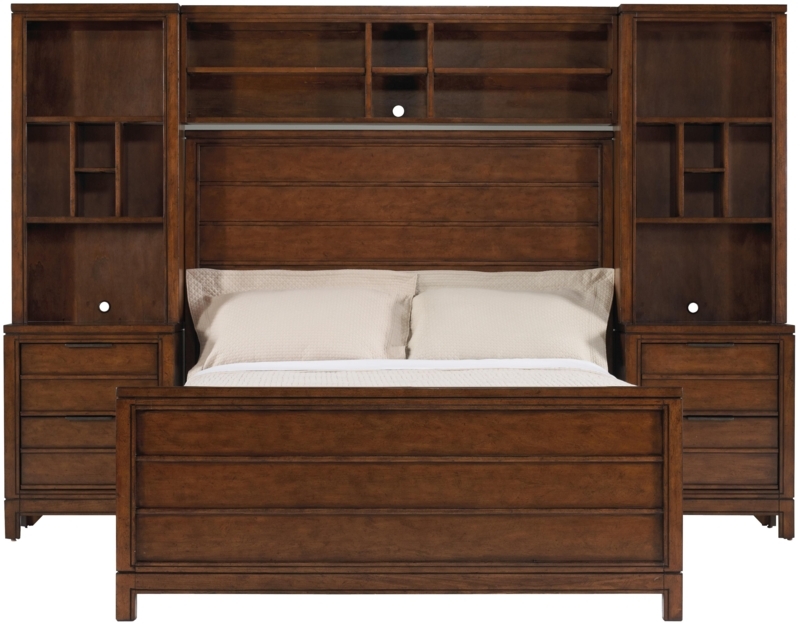 King Bed with Storage Headboard and Shelving Units