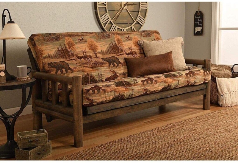 Kodiak Lodge Rustic Sofa Bed with Wildlife Print