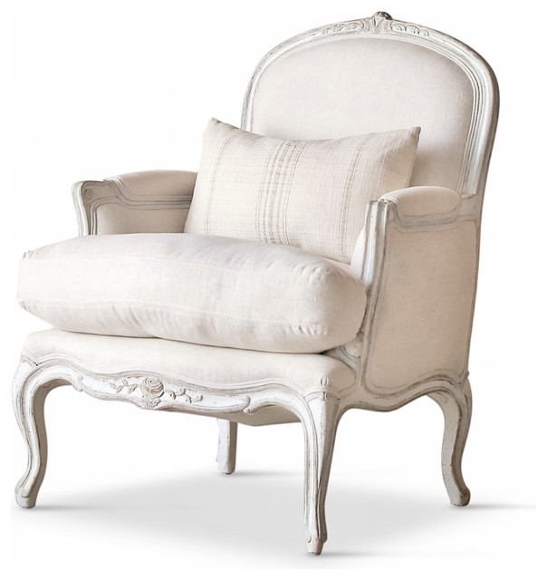 La Belle French Country Style Linen Arm Chair