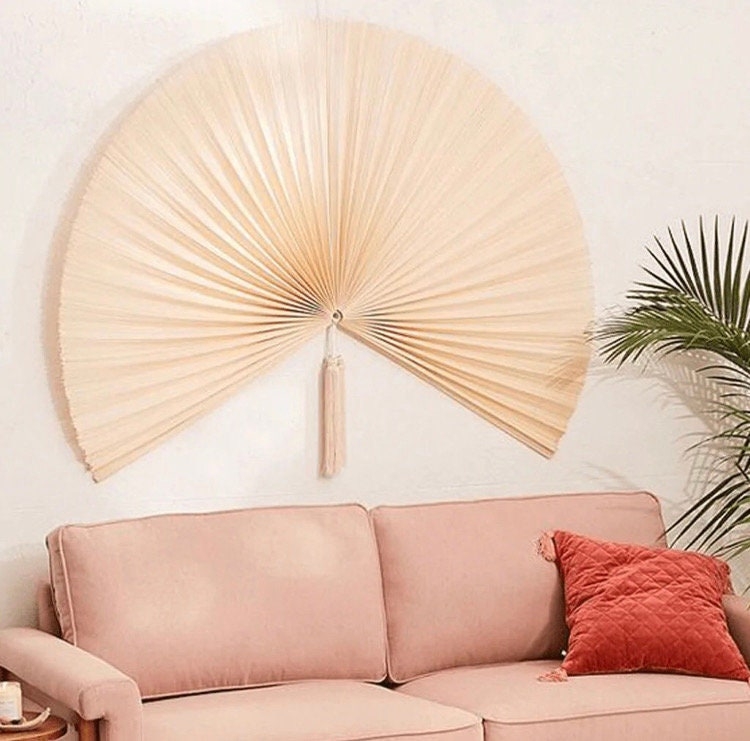 Large Bamboo Wall Fan Boho Living Room Decor