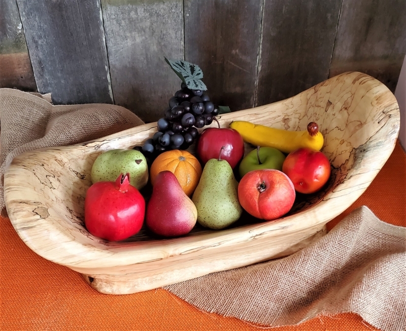 Large Handmade Rustic Wooden Fruit Bowl