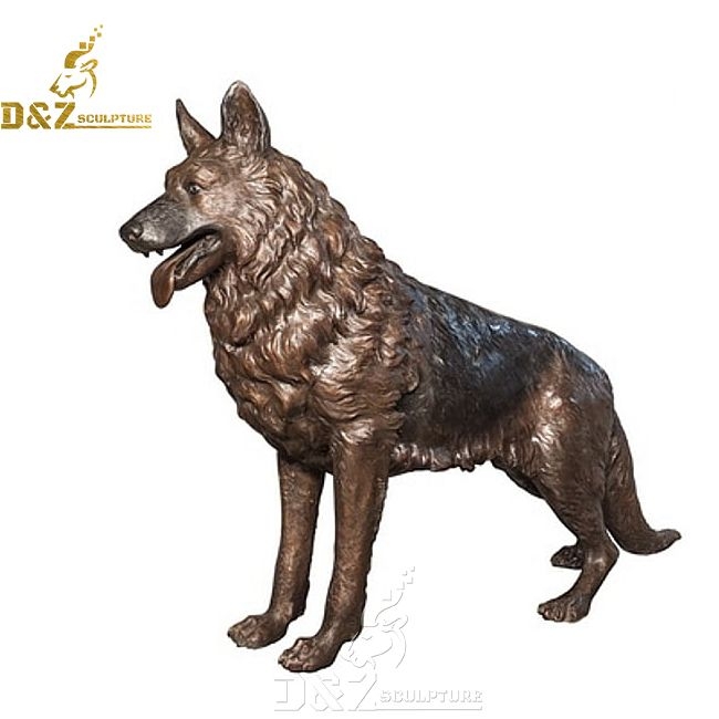 Life Size Outdoor Bronze German Shepherd Statue