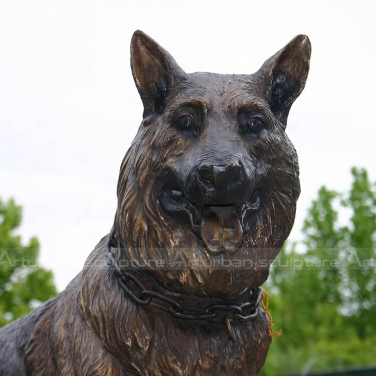Lifelike German Shepherd Bronze Garden Statue