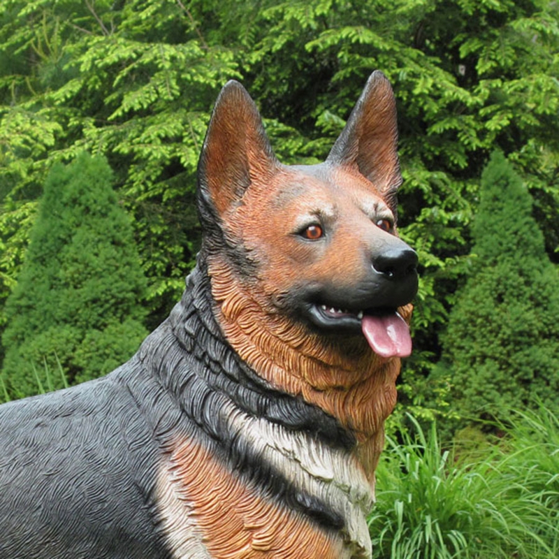 Lifelike German Shepherd Garden Statue 39in High
