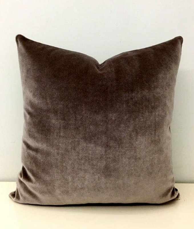 Light Brown Velvet Cotton Throw Pillow Cover