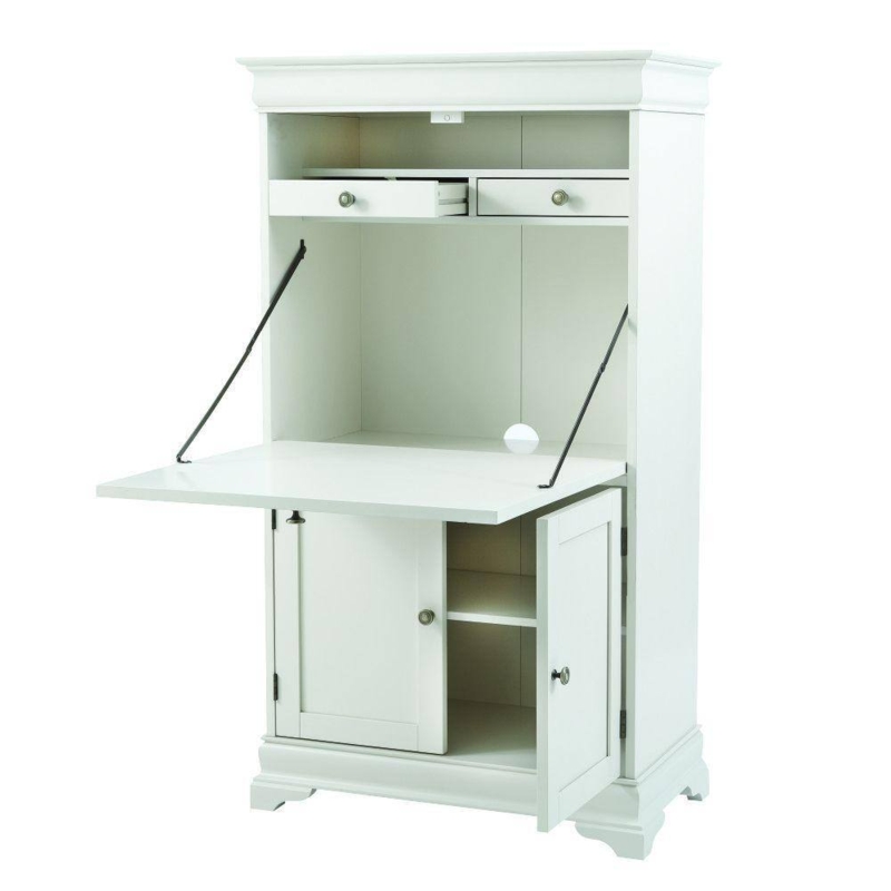 Louis Polar White Secretary Desk with Storage