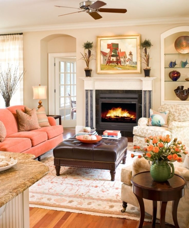 lovely coral sofa | Pretty living room, Living room colors, Perfect ...
