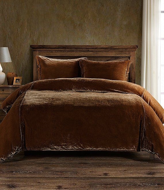 Luxurious Brown Velvet Duvet Cover Bedroom Set