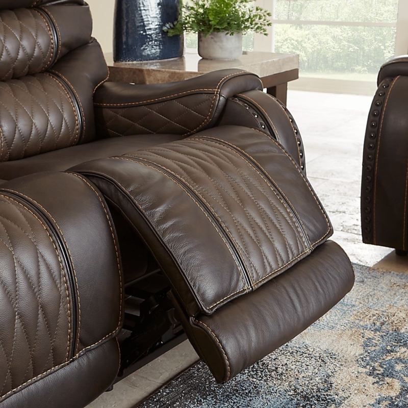Luxury Brown Leather Dual Power Recliner Chair