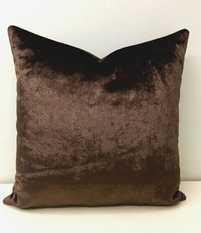 Luxury Brown Velvet Pillow Cover for Sophisticated Decor