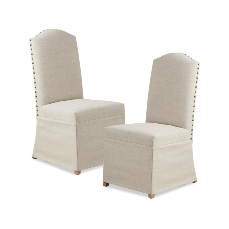 Madison Park Beige High Back Dining Chairs with Skirts