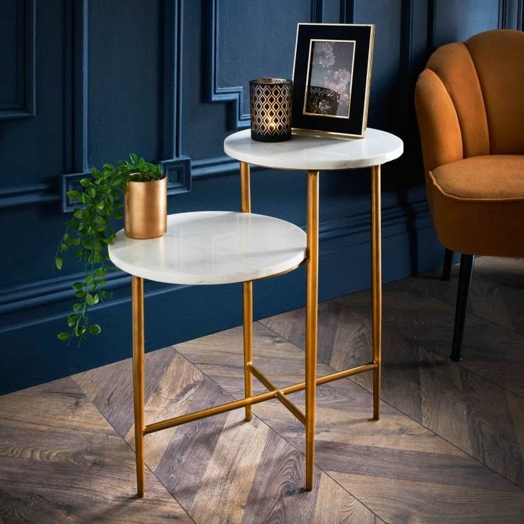Marble & Gold 2 Tier Side Tables in 2021 | Living room side table, Flat ...