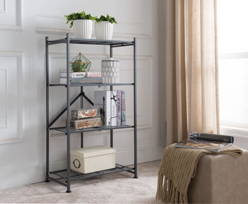 Marsden Gray Metal 4-Tier Folding Storage Bookcase