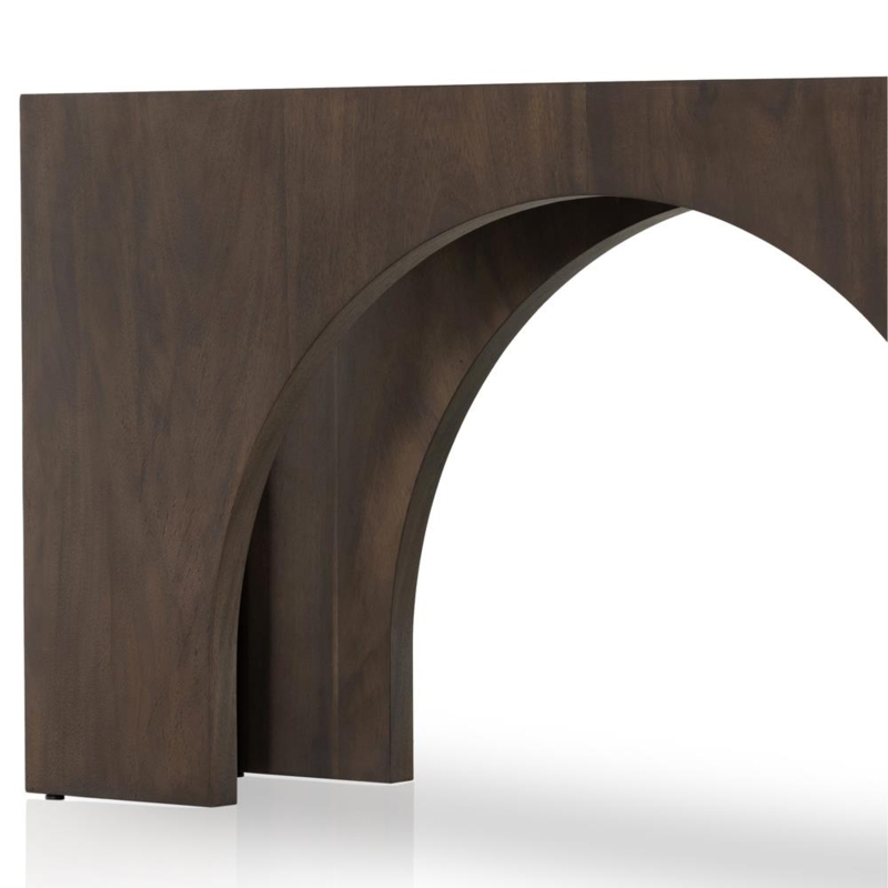 Medina Mid Century Modern Brown Wood Arched Console Table