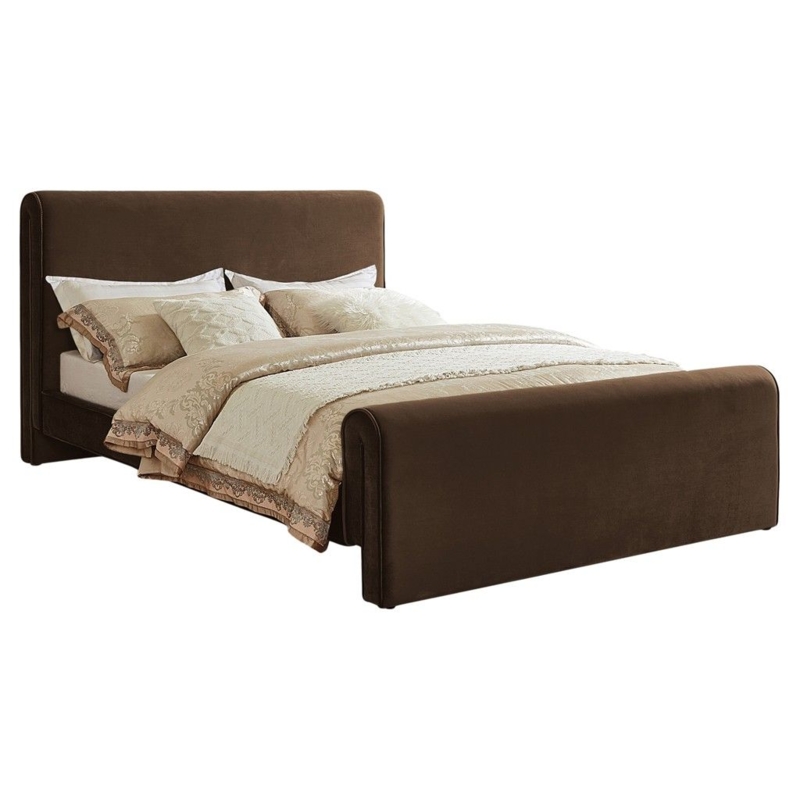 Meridian Sloan Brown Velvet Queen Bed