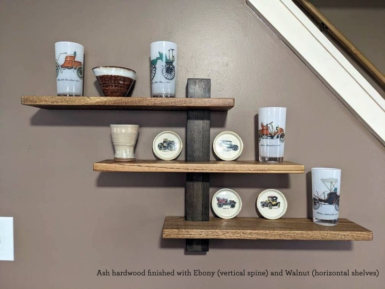 Mid Century Floating Wall Shelf with Modern Decor