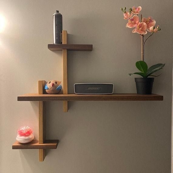 Mid Century Modern Art Deco Wood Wall Shelves