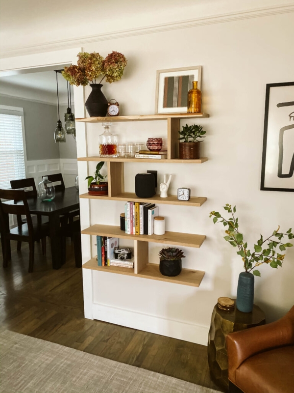 Mid Century Modern Floating Shelves with Decor