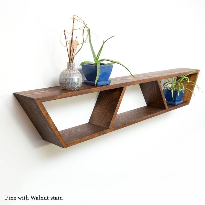 Mid Century Modern Floating Walnut Shelf