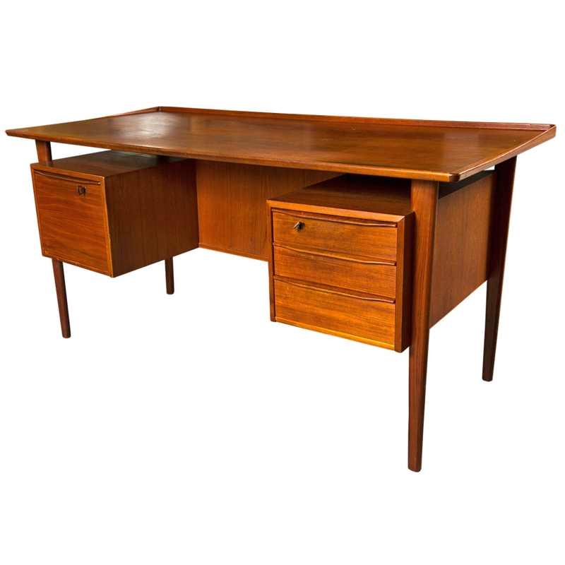 Mid-Century Modern Teak Two-Sided Desk