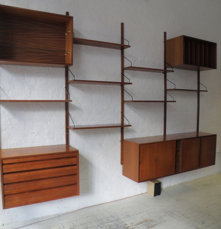 Mid Century Modern Wall-Mounted Wooden Shelving Unit
