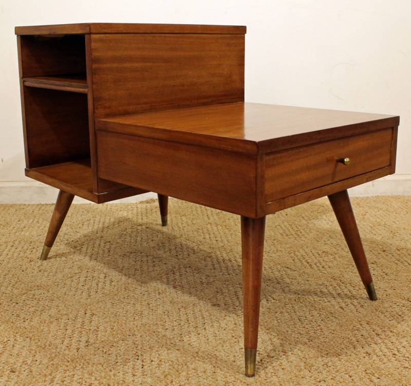 Mid-Century Modern Walnut 2-Tiered End Table