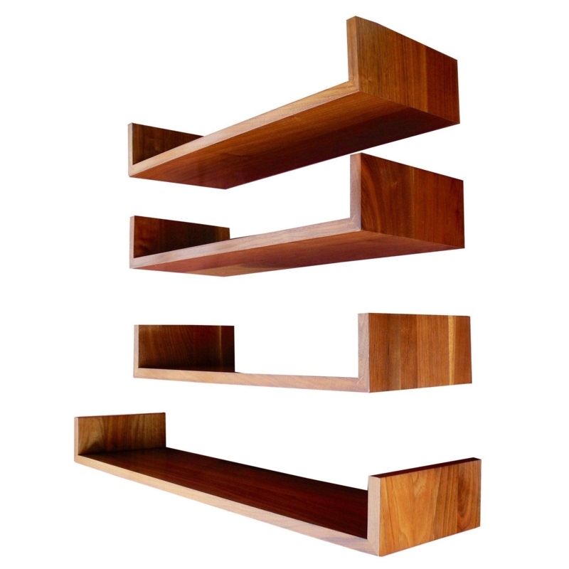 Mid-Century Modern Walnut Wall Hanging Shelves