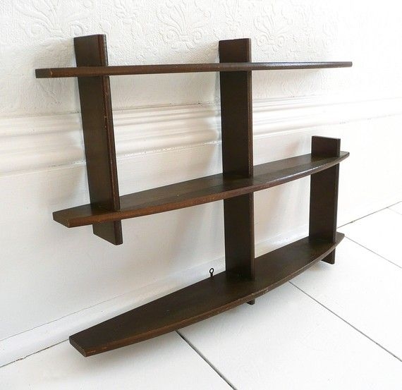 Mid Century Modern Wooden Floating Wall Shelf