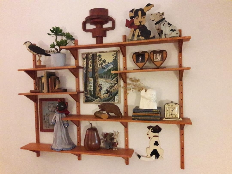 Mid-Century Modern Wooden Wall Shelf Decor