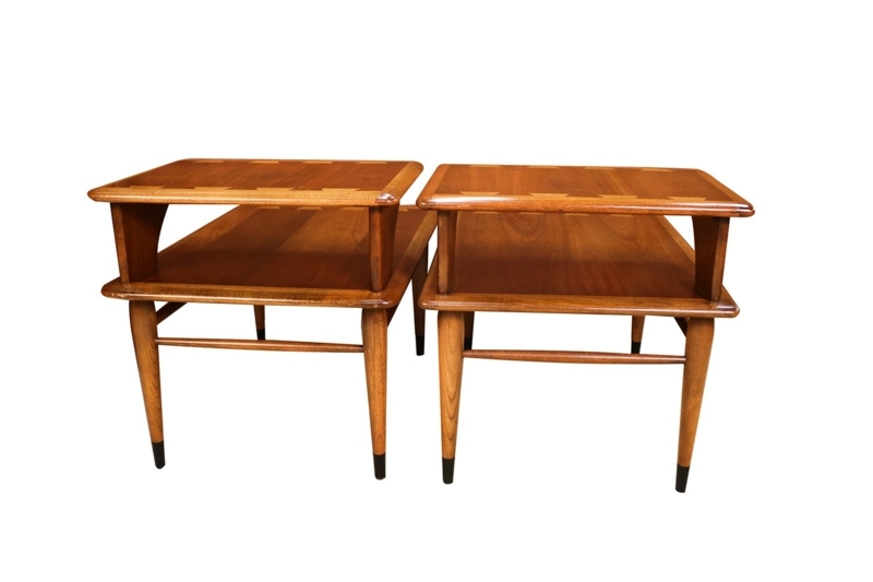 Mid Century Two-Tier Lane Acclaim End Tables Pair