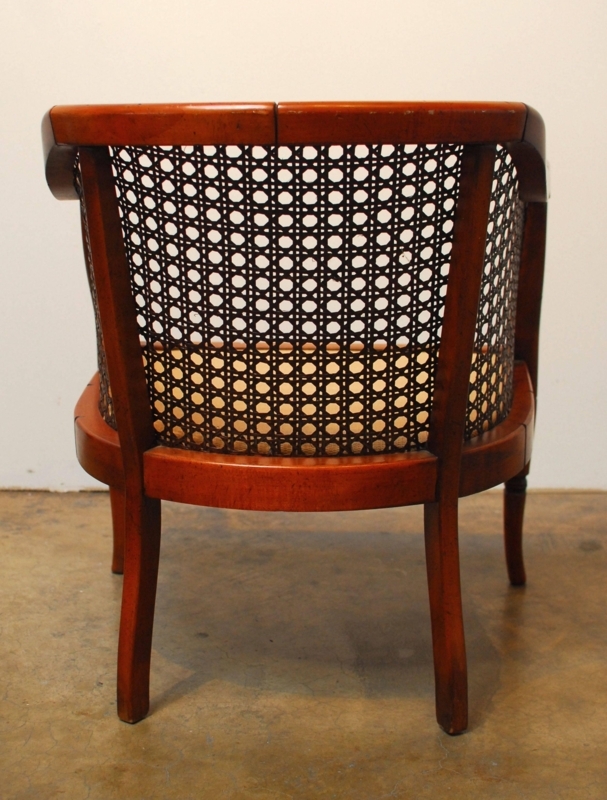 Midcentury Bamboo Cane Barrel Chair with Woven Back