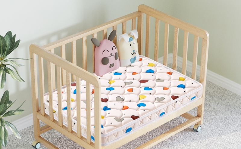 Mini Crib Mattress with Colorful Heart Design