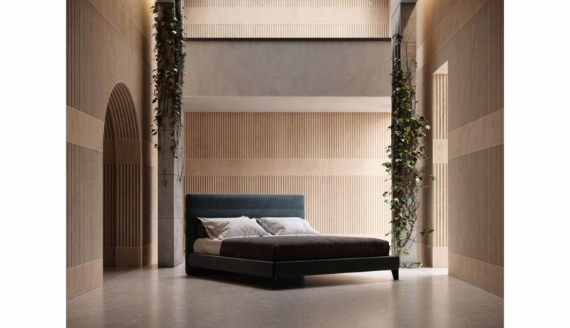 Minimalist Bedroom with King Size Velvet Bed
