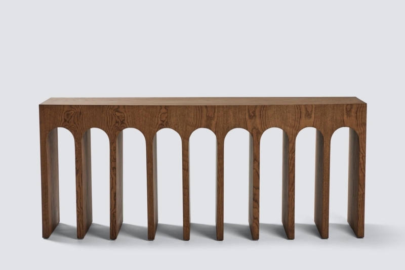 Minimalist Curved Front Console with Arches in Tanned Oak by Martin and ...
