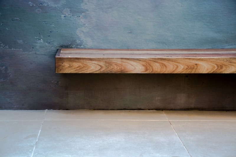 Minimalist Floating Cedar Wood Bench Seating